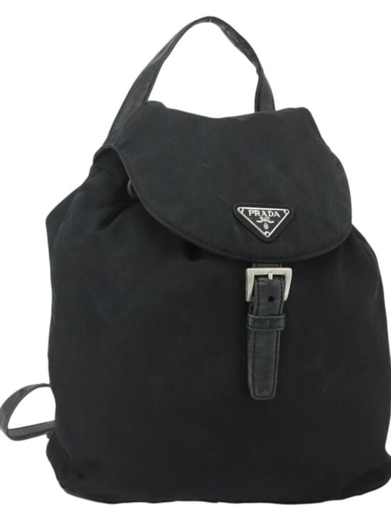 PRADA Chain Shoulder Backpack Nylon Black Silver Auth bs34877A main image 15